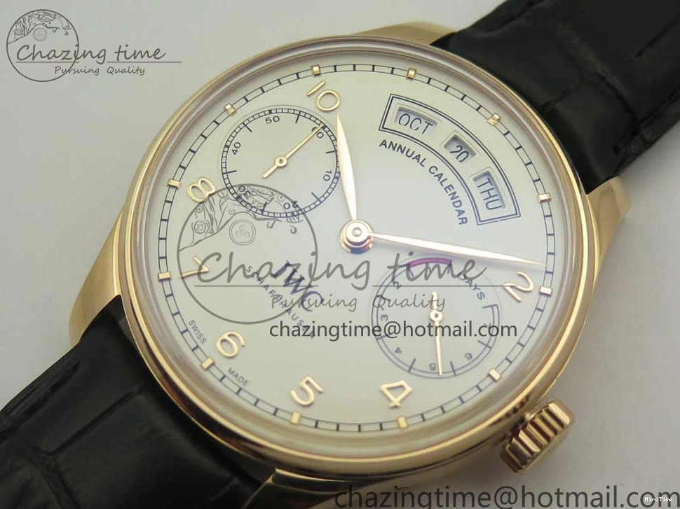 MIROTIME 0422 Thermal Portuguese Real PR Real Annual Calendar IW503501 RG ZF 1:1 Best Edition White Dial on Black Leather Strap A 7150